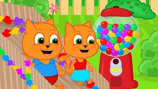 Cats Family in English - Attraction Repair With Gumball Machine Cartoon for Kids