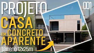 CASA 8x22m | SOBRADO moderno em concreto aparente.