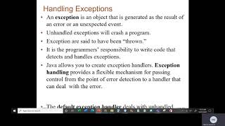 Java II Chapter 11 Class 2 Part 1 Exceptions