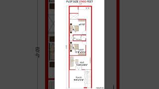 17 x 60 North Facing House Plan || 2BHK House Design With Porch