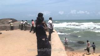 Tourists at the southern most tip of India- Kanyakumari