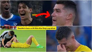 Cristiano Ronaldo crying reaction to lose Saudi King’s Cup vs Al-Hilal as Bounou save final penalty