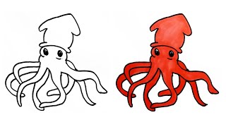 How To Draw Squid Easy Step By Step For Kids