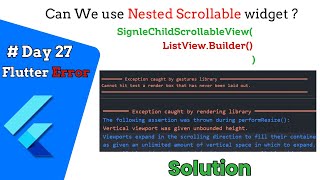 Error : Vertical View Port was given unbounded height || #flutter error day27/100