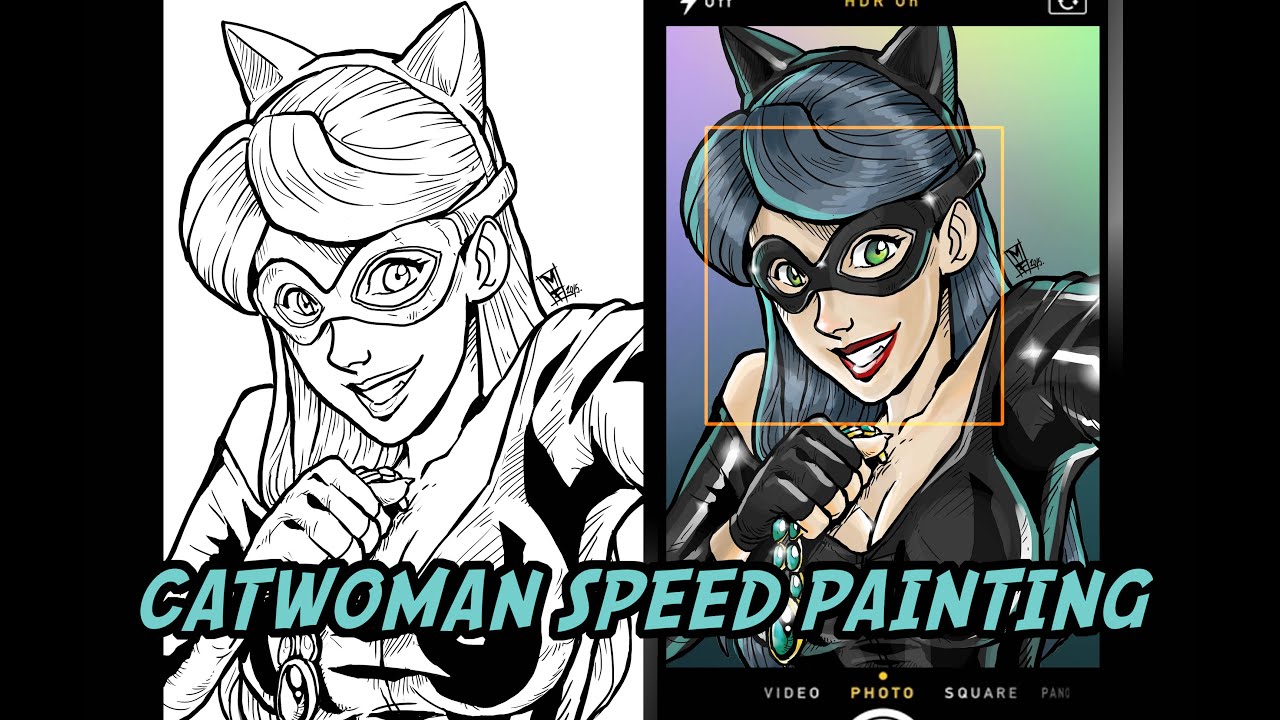 Comics Tutorial 1 1 Catwoman Speed Painting Youtube