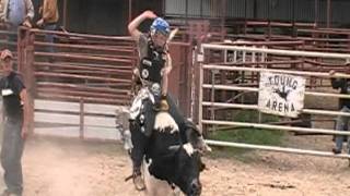 Daniel Keeping on Zit Mike Youngs bucking bull at his training pen 5.9.10.MOD