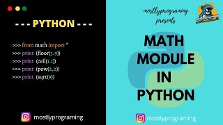 #25 Math Module| Ceil, Floor, Pow, Sqrt in python| Complete Python Course 2020| #InnovativeTuesdays