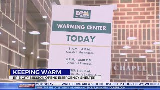 Erie City Mission opens emergency warming shelter due to freezing temps.