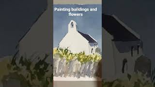 Painting buildings and flowers
