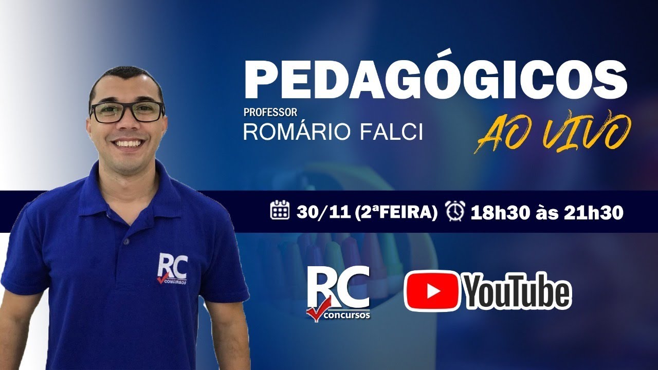 PEDAGÓGICOS - AO VIVO | Professor Romário Falci - YouTube