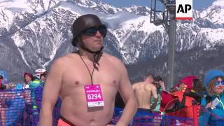 Russian skiers take the beach to the slopes