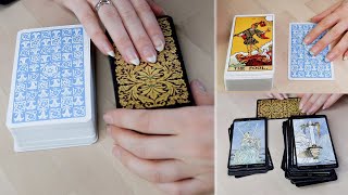 ASMR Whisper Unboxing The Original Rider Waite Tarot Deck \u0026 Golden Universal Tarot | Flip Through