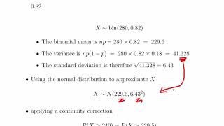 Normal Approximation of the Binomial Distribution - Worked Example