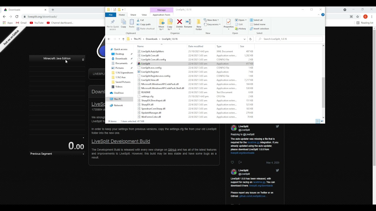 Minecraft Livesplit Speedrun Setup Timer Youtube