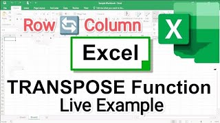 Transpose Function in MS Excel with live example