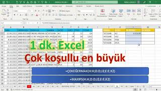 Excel 1 Dakika - Çok Koşullu Maksimum / Minimum