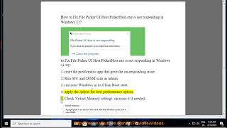 Fix File Picker UI Host PickerHost.exe is not responding in Windows 11