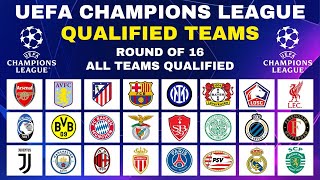 UEFA CHAMPIONS LEAGUE 2024/2025 ALL TEAMS QUALIFIED ROUND OF 16 - KNOCKOUT PHASE PLAY-OFFS