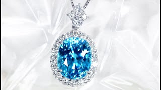 ◆ジュエリー通販リジュー◆ブルージルコン　8 2ct ダイヤモンド 0 8ct プラチナネックレス