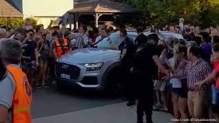 Lionel Messi mobbed outside his home in Argentina after winning World Cup