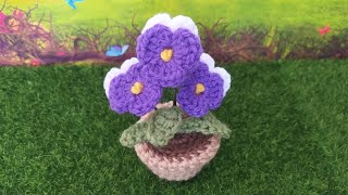 Viola del Pensiero ad Uncinetto Tutorial 💐💜 Crochet Pansy Flower 💜 Pensamiento Flor Violeta Crochet