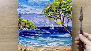 Thick Art #006 / Seascape Acrylic Painting Landscape using Palette Knife
