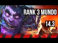 DR. MUNDO vs RUMBLE (TOP) | Rank 3 Mundo, Comeback, 700+ games | EUW Challenger | 14.3