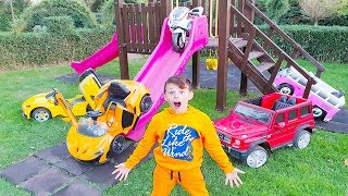ALİNİN ARABALARI EVDEN KAÇTI Toy Cars Escaped Kid Ride on Power wheels