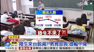 文教交流低盪?  陸生來台下滑6%│中視新聞 20160711