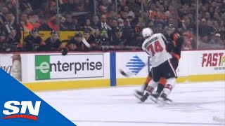 Travis Konecny Leveled By Mark Borowiecki With Huge Open-Ice Hit