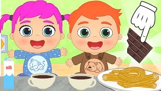 BEBES ALEX Y LILY ☕ Aprende a hacer chocolate con churros | Recetas fáciles para niños