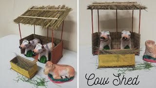 How to make a simple Cow Shed Model | Animal House | School Projects #viral