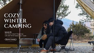 [4K] Cozy winter camping with a wood stove | GRIP SWANY tent | WINNERWELL wood stove