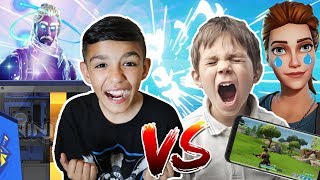 Little Brother Destroys Fortnite Mobile Player! PC vs Mobile Fortnite 1v1!