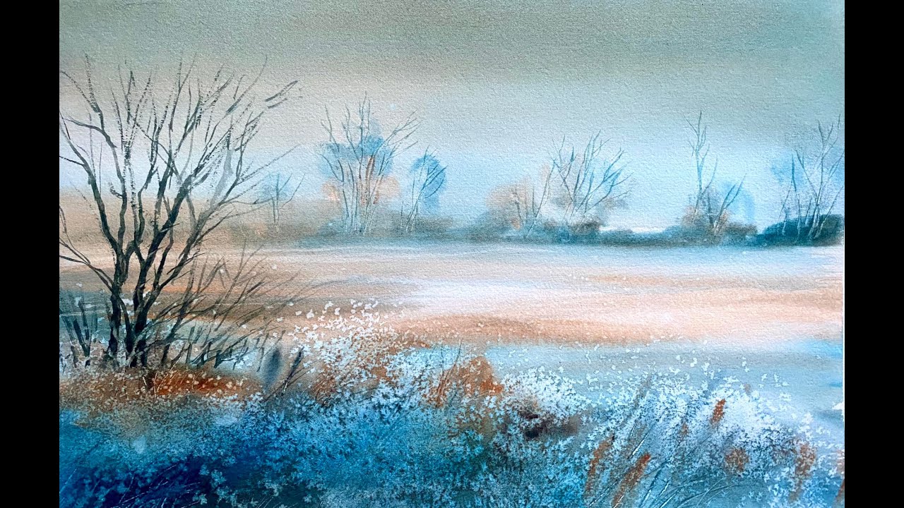 Lois' Simple MISTY FIELDS Watercolor Painting, Watercolour Landscape ...