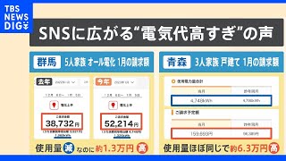 【解説】使用量3割↓電気代1.3万円↑…一体なぜ？　12月の電気代にSNSでは嘆きの声「ホットカーペットの上で寝るのやめる…」｜TBS NEWS DIG