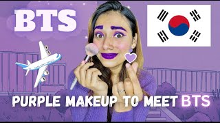 Purple💜Makeup To Meet BTS✨#funny #bts  #challenge #makeup #makeupchallenge #miss