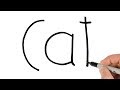 AMAZING! How to turn words CAT into cartoon drawing easy