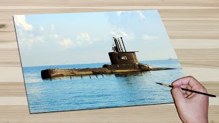 How to Paint a Submarine Step by Step For Beginners | Simple Art by Khalik