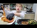 꽃돼지 호박전에 해물김치전 열무김치 한식먹방 korean food mukbang eating show 吃播