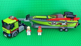 Cute Lego City 60254 Race Boat Transporter 2020 Speedboat / Truck Set Quick Look / Overview / Tour