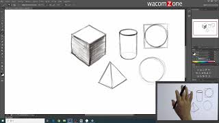 와콤 타블렛으로 시작하는 디지털 드로잉!  입체도형 그리기