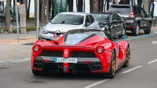 Red Ferrari LaFerrari with gold rims in Madrid