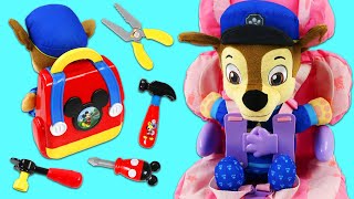 Paw Patrol Chase Packs Backpack with Mickey Mouse Tools!