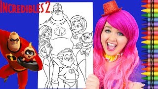 Coloring The Incredibles 2 Family GIANT Disney Coloring Page Crayola Crayons | KiMMi THE CLOWN