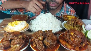 spicy bhuna mutton handi masala curry fried eggs fish curry huge rice gravy eatingshow mukbang food