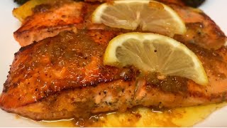 Simple pan seared salmon recipe with garlic and lemon