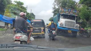 शहाड ते खबां पेट्रोल पंप...मुसळधार पावसामुळे रस्तावर ठीक ठिकाणी खड्डे..वाहने सावकाश चालवा!!