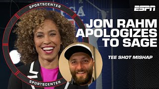 FORE! Jon Rahm and Sage Steele finally meet after that errant tee shot | SportsCenter