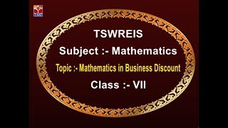 TSWREIS || Maths - Mathematics in Business Discount || Live With Akhila